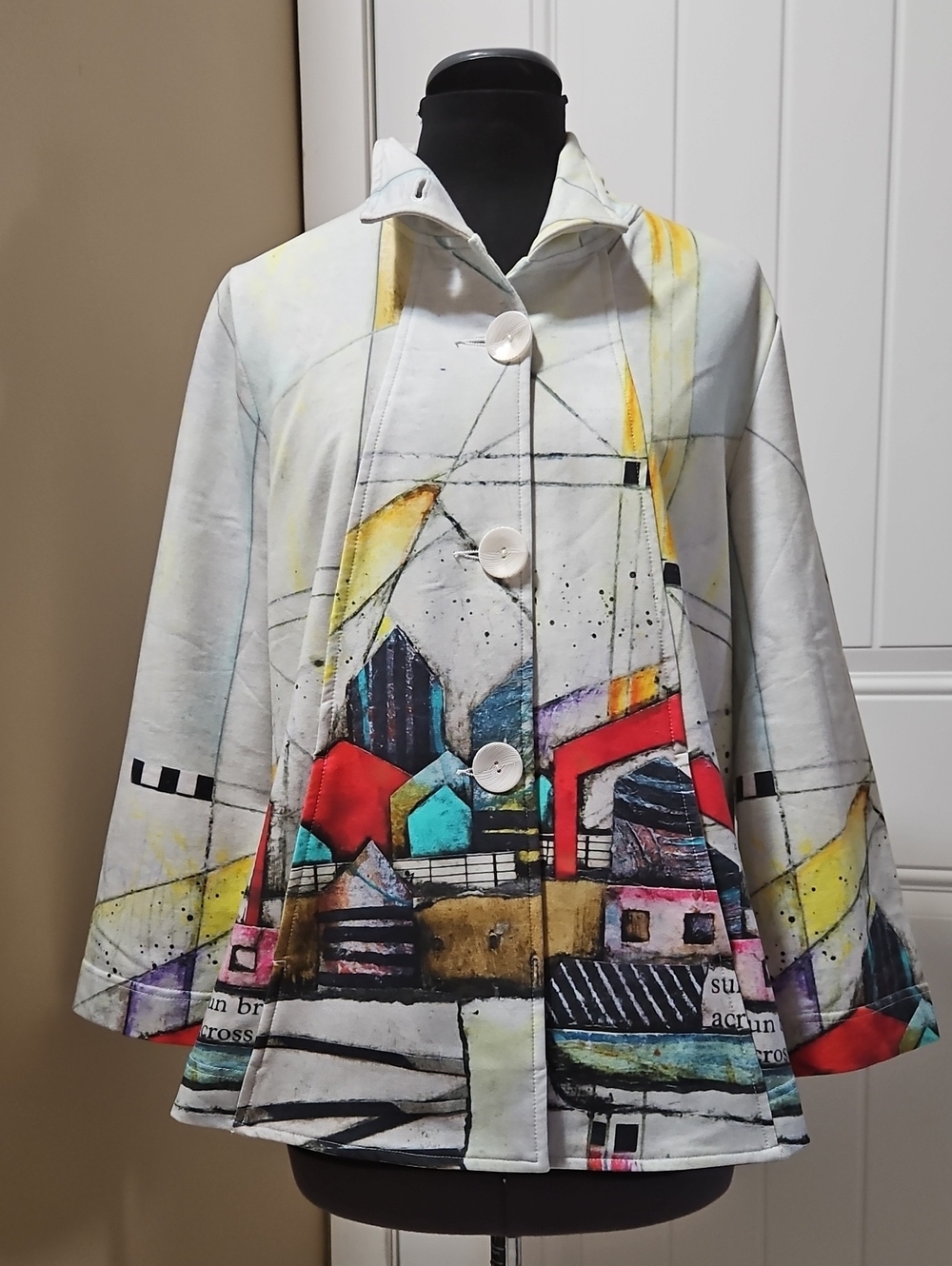 Dolcezza Simply Art "Love The City" Abstract Cityscape Jacket Size M